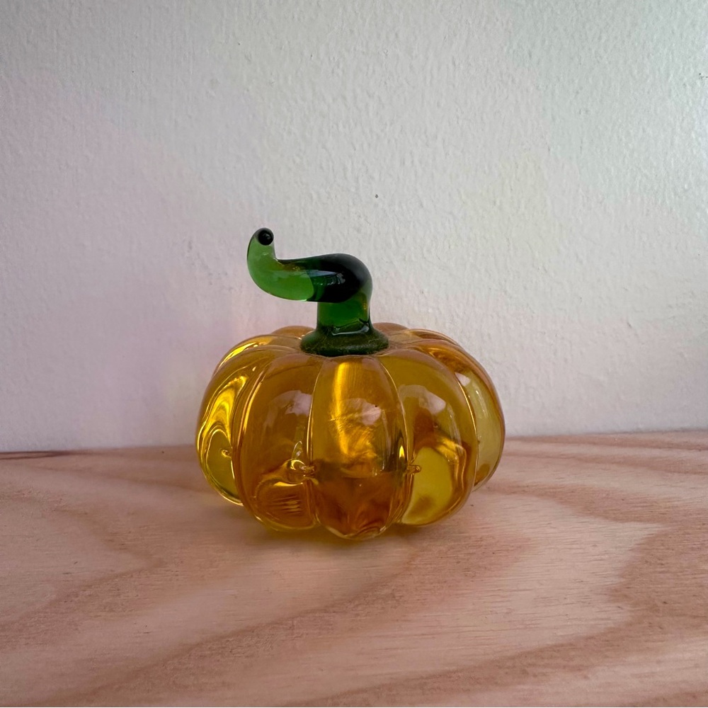 Glass Pumpkin Ornament Halloween Autumn Fall Decor Accents
